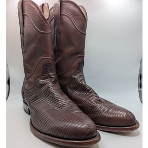 Tecovas The Earl Lizard Skin Roper Cowboy Boot Hickory Mens 10.5 EE Western $525